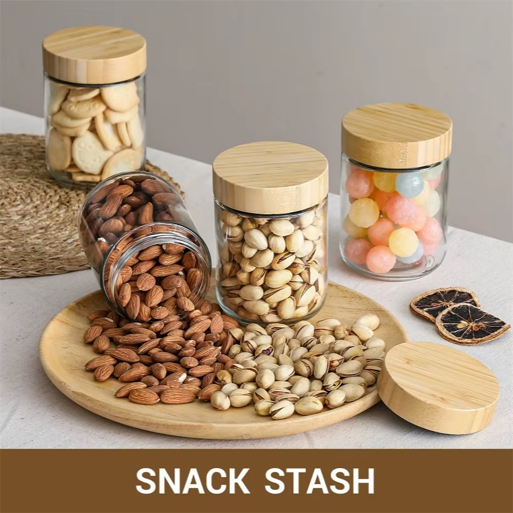 Pack 16oz Overnight Oats Containers with Bamboo Lids