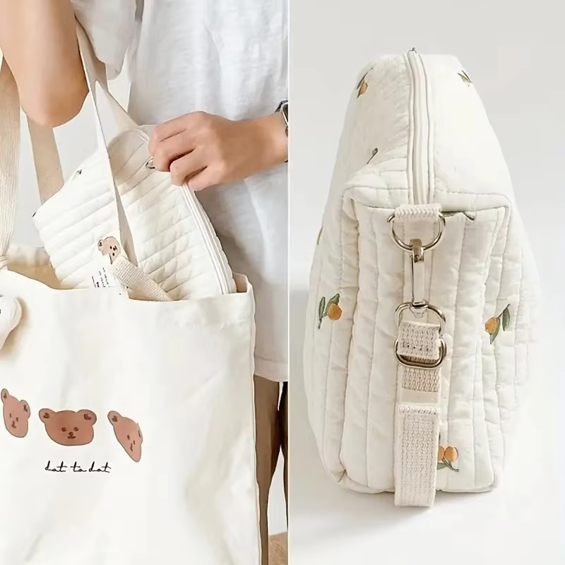 Embroidered Cotton Zip Pouch for the Buggy