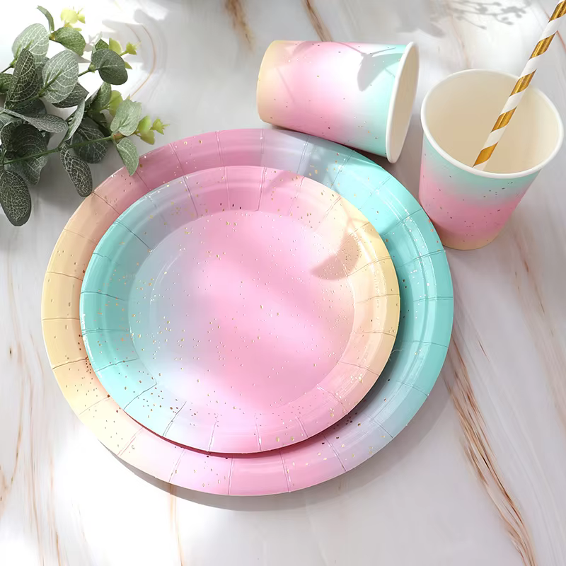 Rainbow gradient tableware set – Lilvelle Chanukah party finds