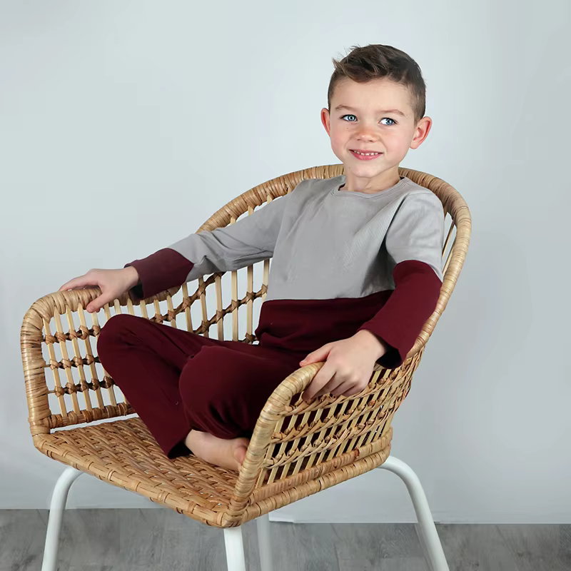 Ribbed Contrast Kids' Pyjama Set from Bloom Family Fashion on AliExpress