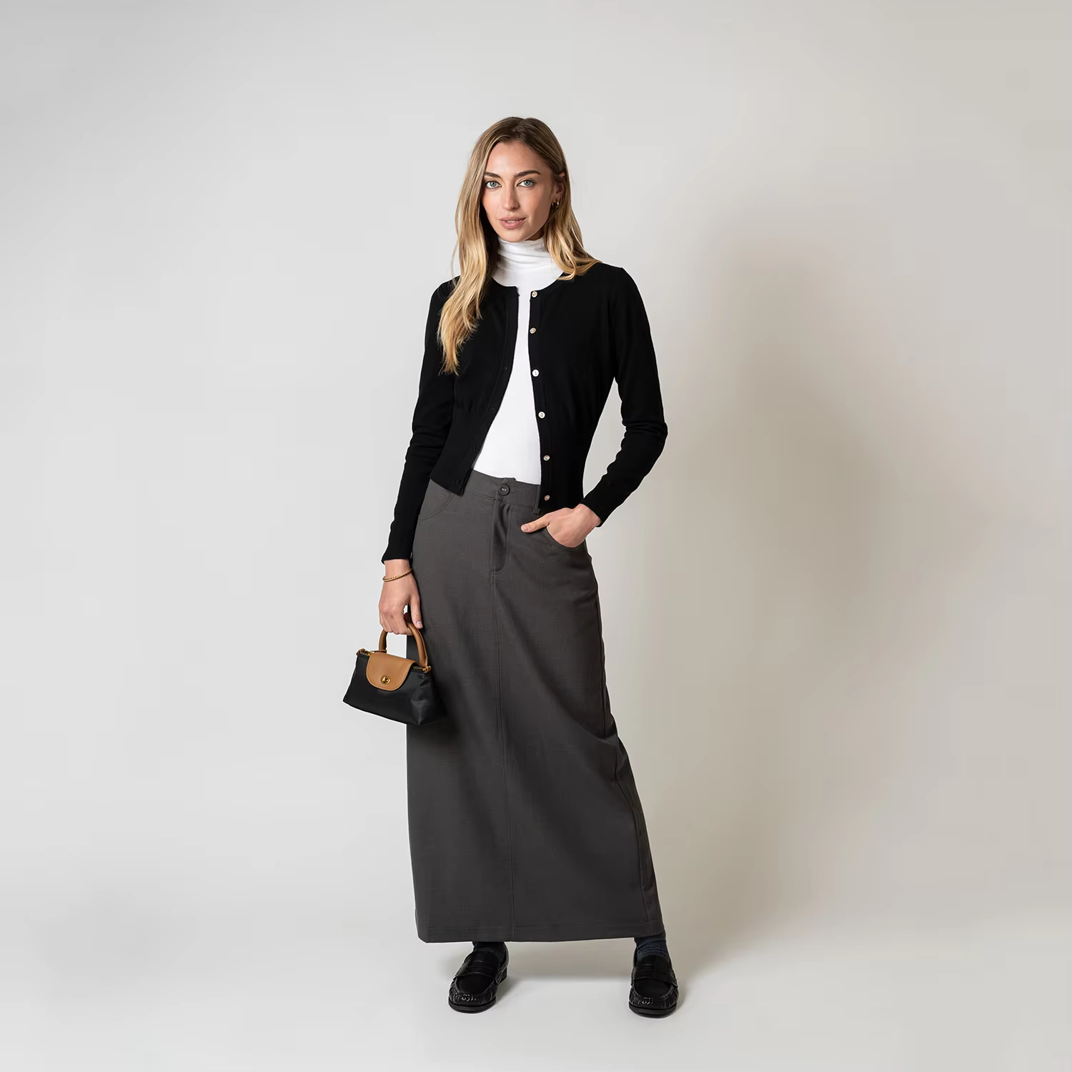Black O-Neck Knit Cardigan
