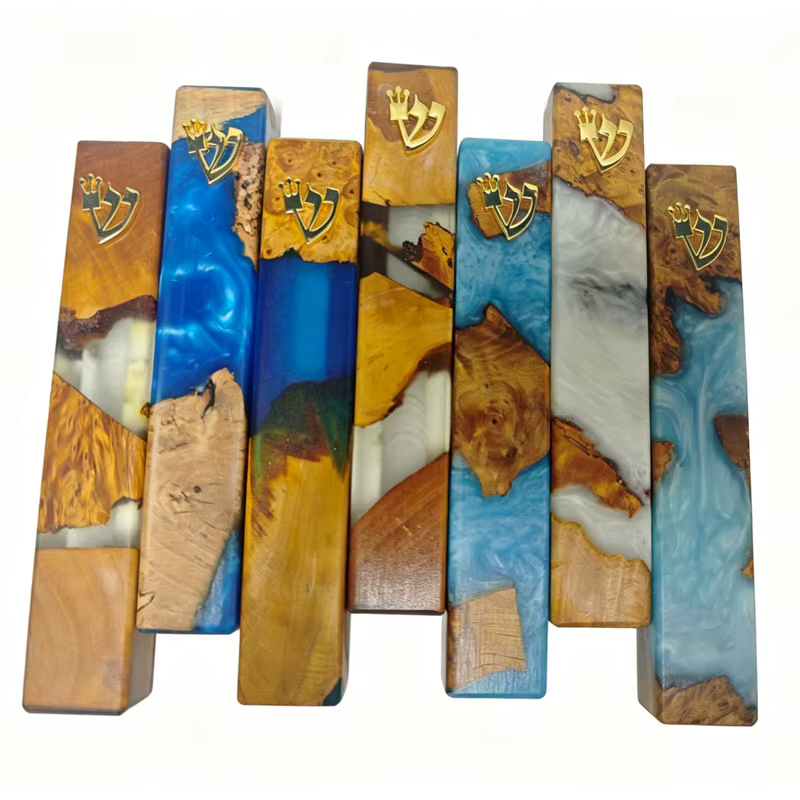 Handmade Wood & Epoxy Mezuzah Case