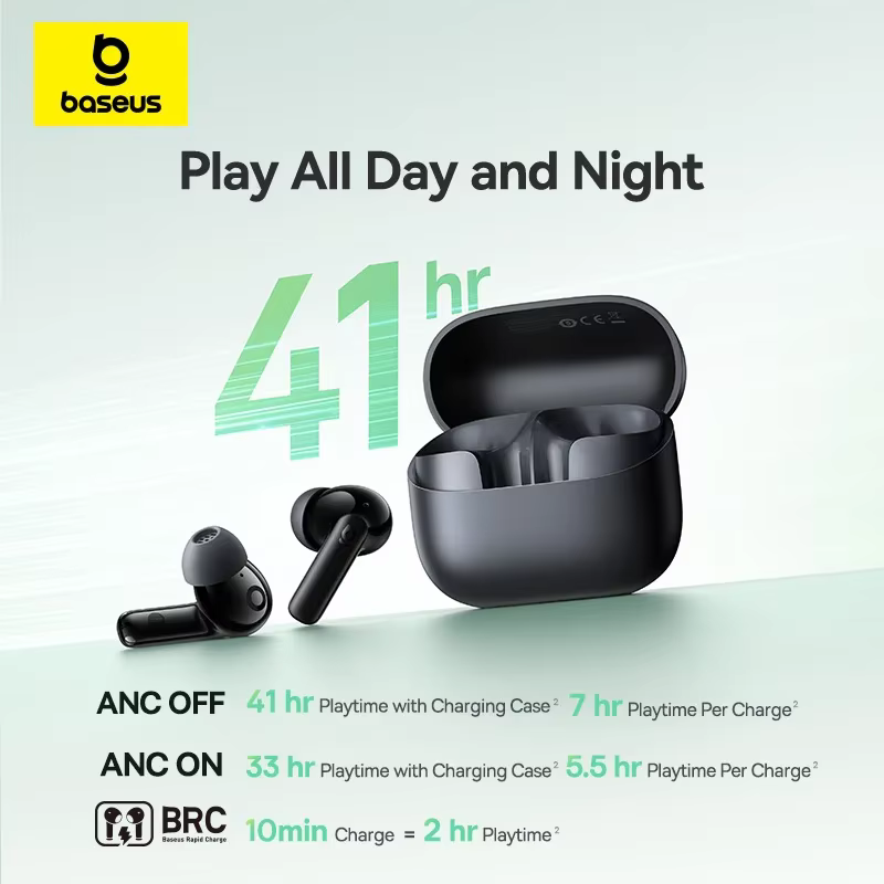 Baseus Noise-Cancelling Earbuds – Black