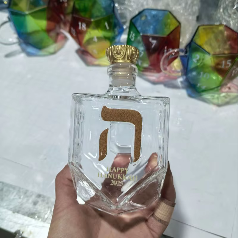 Dreidel Glass Decanter with Crown Lid