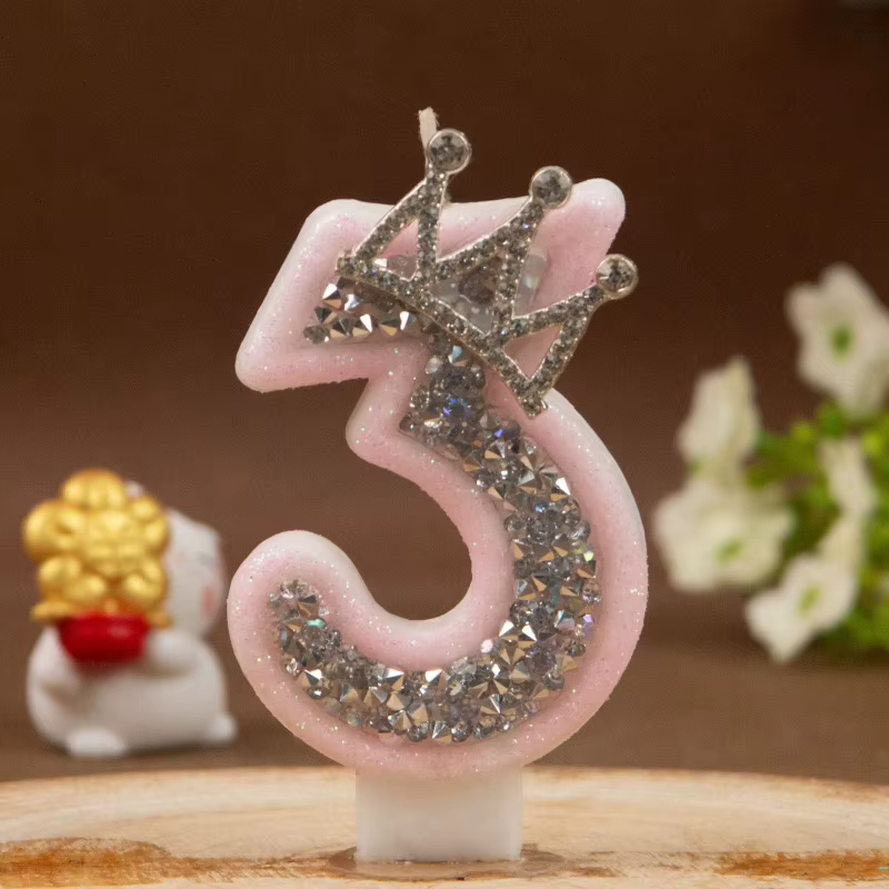 Rhinestone Crown Number Candles