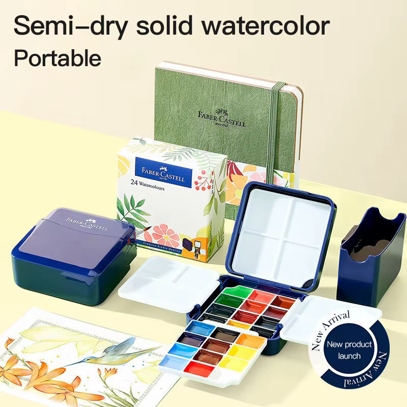 Faber Castell 24-Color Portable Watercolor Paint Set with
