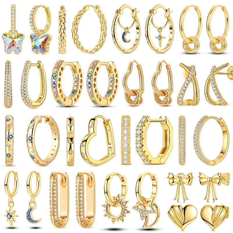 925 Silver Gold Huggie Hoops (Sun