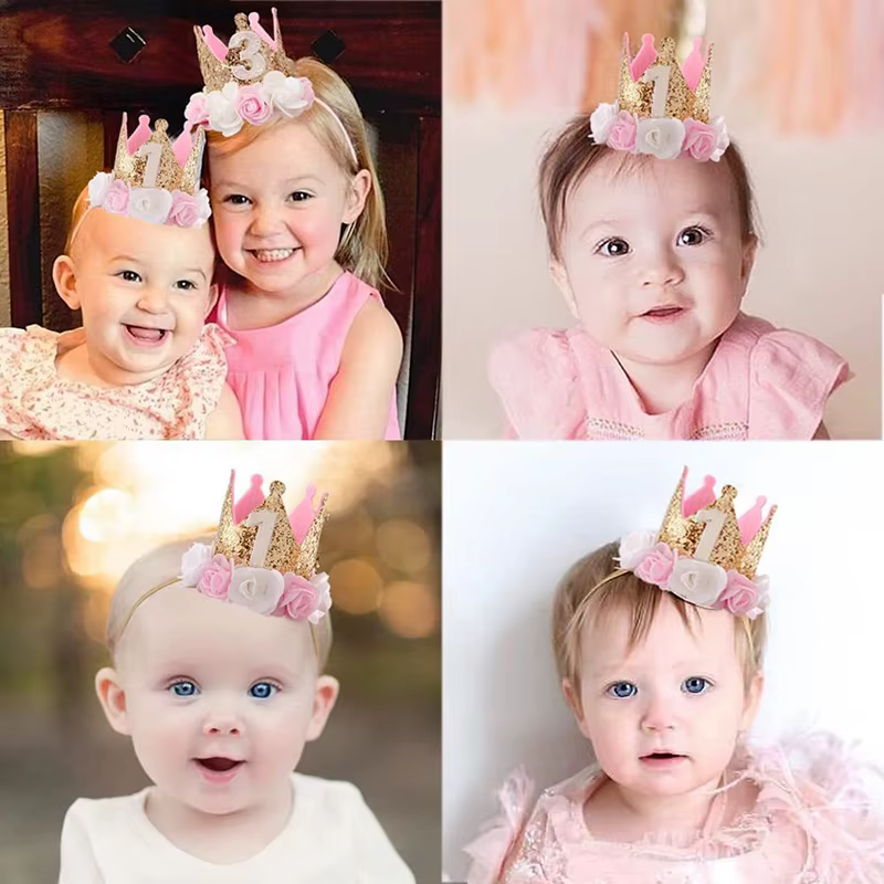 First Birthday Pink Crown Hat