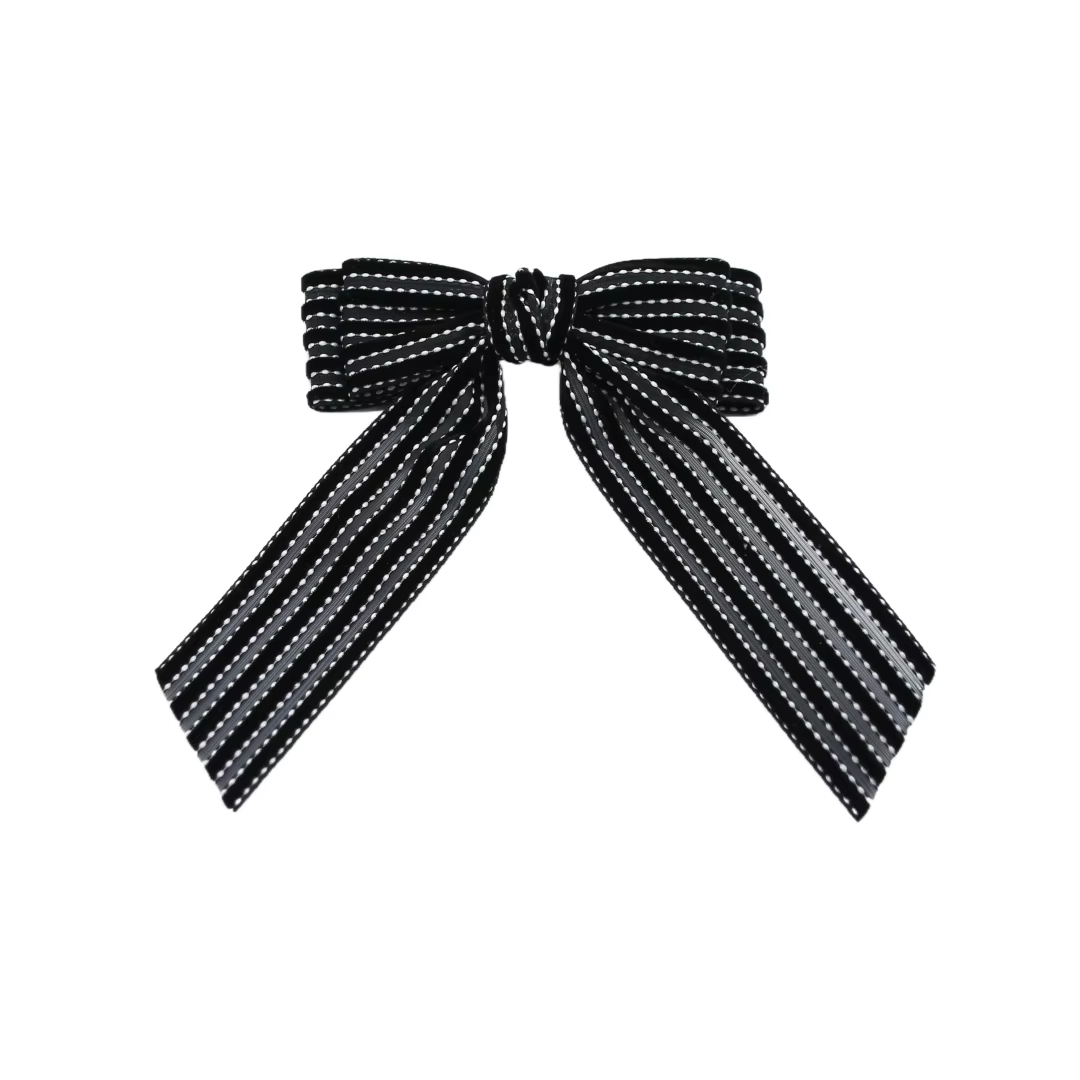 Black Velvet Bow Headband Medium Hair Clip