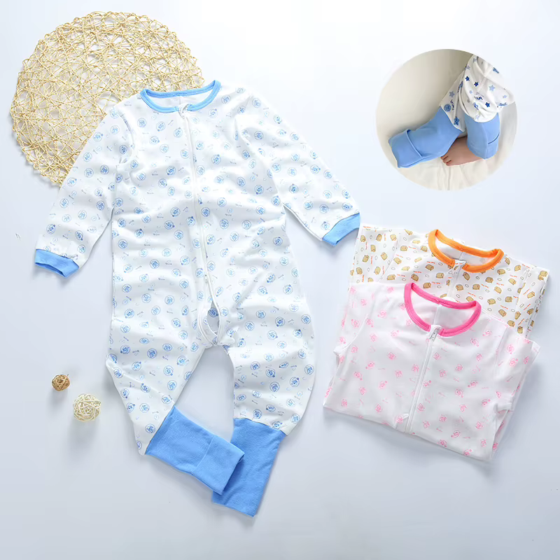Cotton Zip-Front Baby Footie Romper – Style 2 from Yibebe on AliExpress