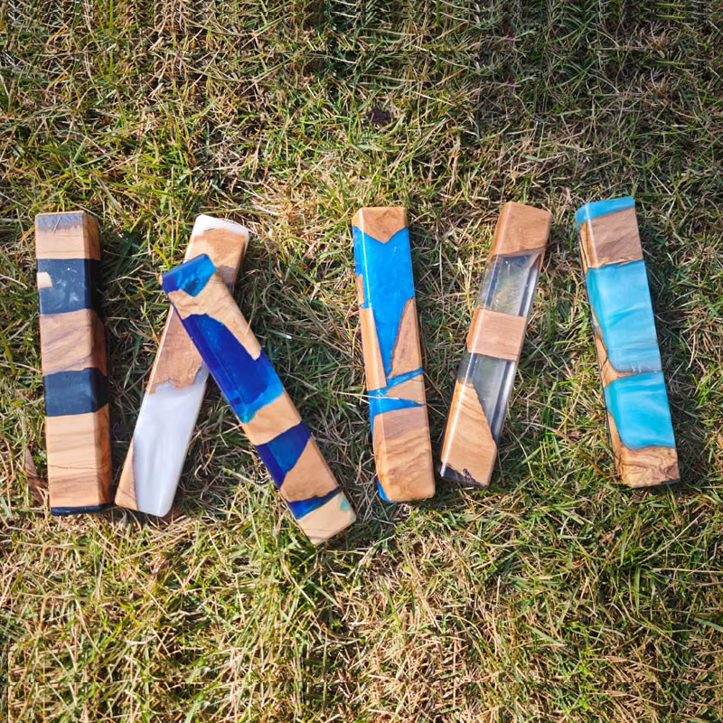 Mini Olive Wood & Resin Mezuzah Case