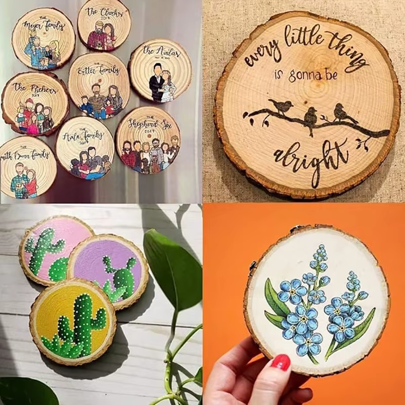 Natural bark wood slices