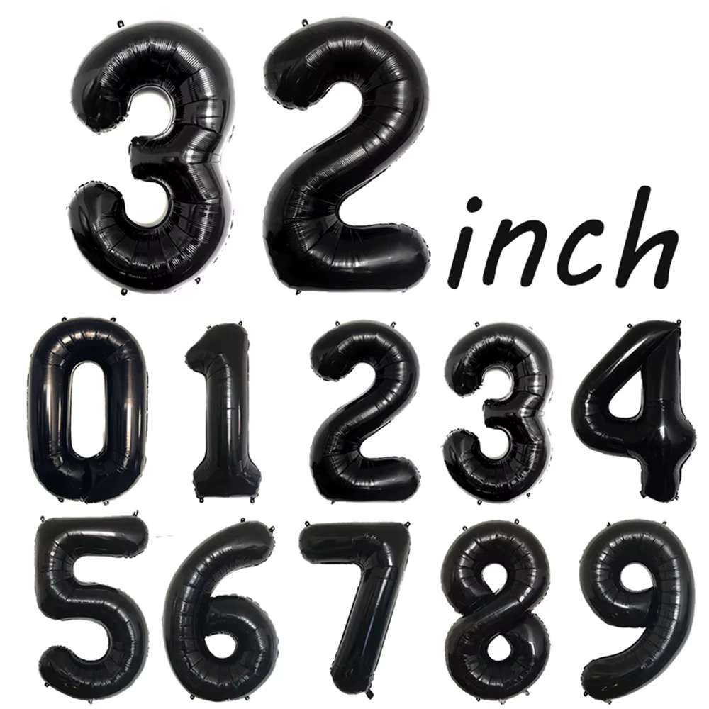 Black Number And Letter Balloon Set