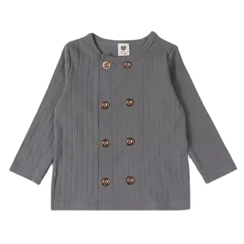 Gold Ribbed Gold Button Kids' Long-Sleeve Top from Bloom Family Fashion on AliExpress