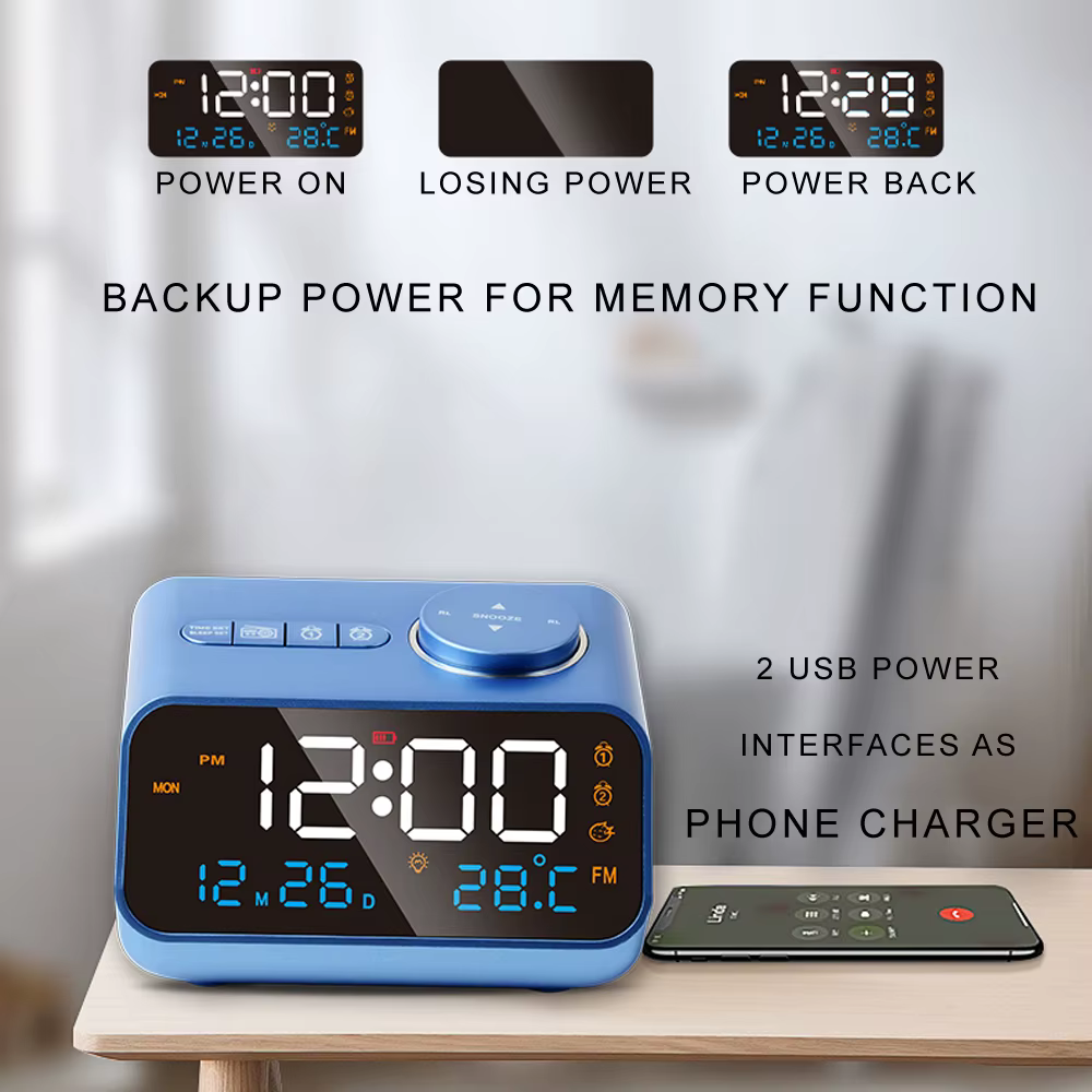 FM Radio Alarm Clock – White