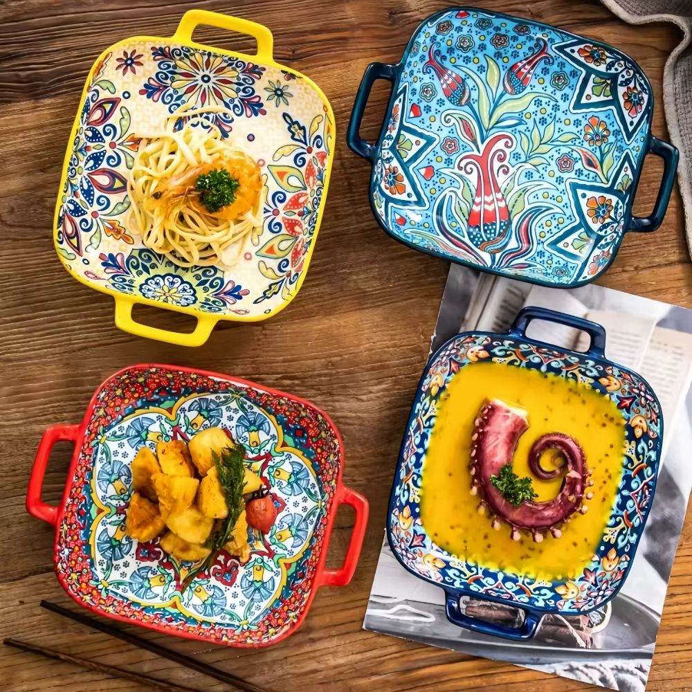 Bohemian Ceramic Pasta Plate