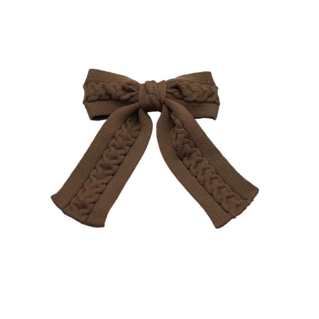 Braided Knit Bow Headband Medium Hair Clip