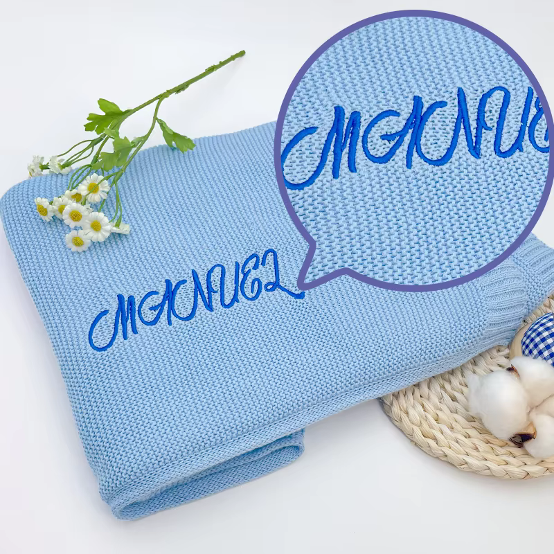Personalised Embroidered Knit Pram Blanket