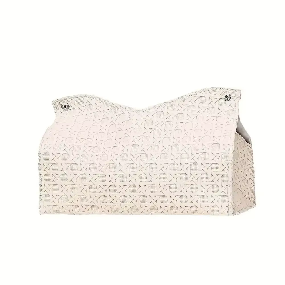 Buttoned Faux-Leather Tissue Box Cover