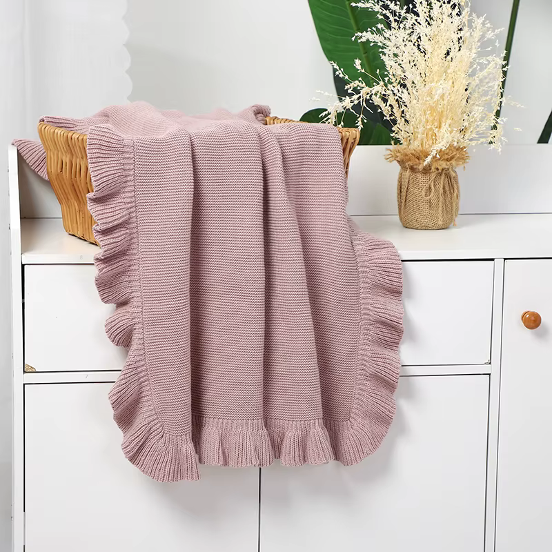 Ruffle Edge Knit Baby Blanket