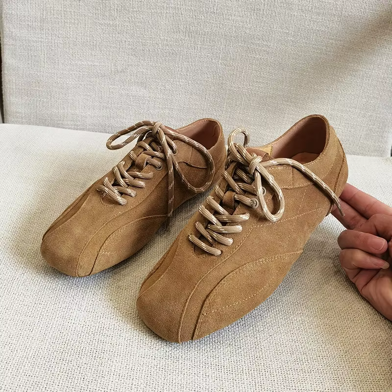 Suede Lace-Up Platform Flats