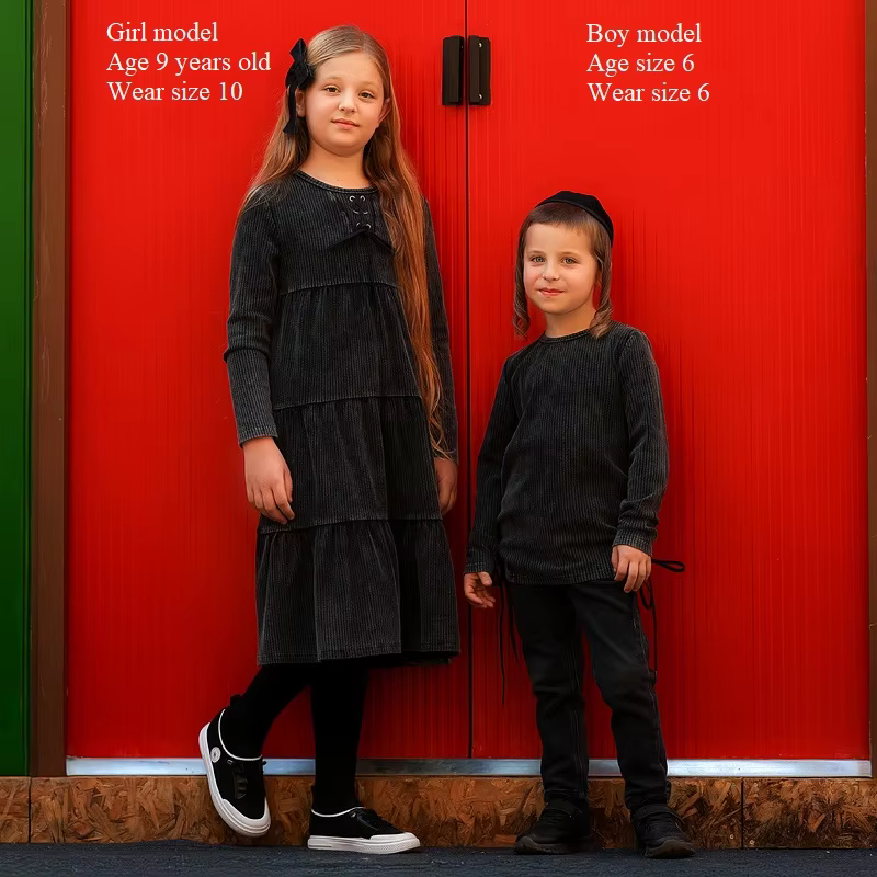 Black Ribbed Girls' Dress from Bloom Family Fashion on AliExpress