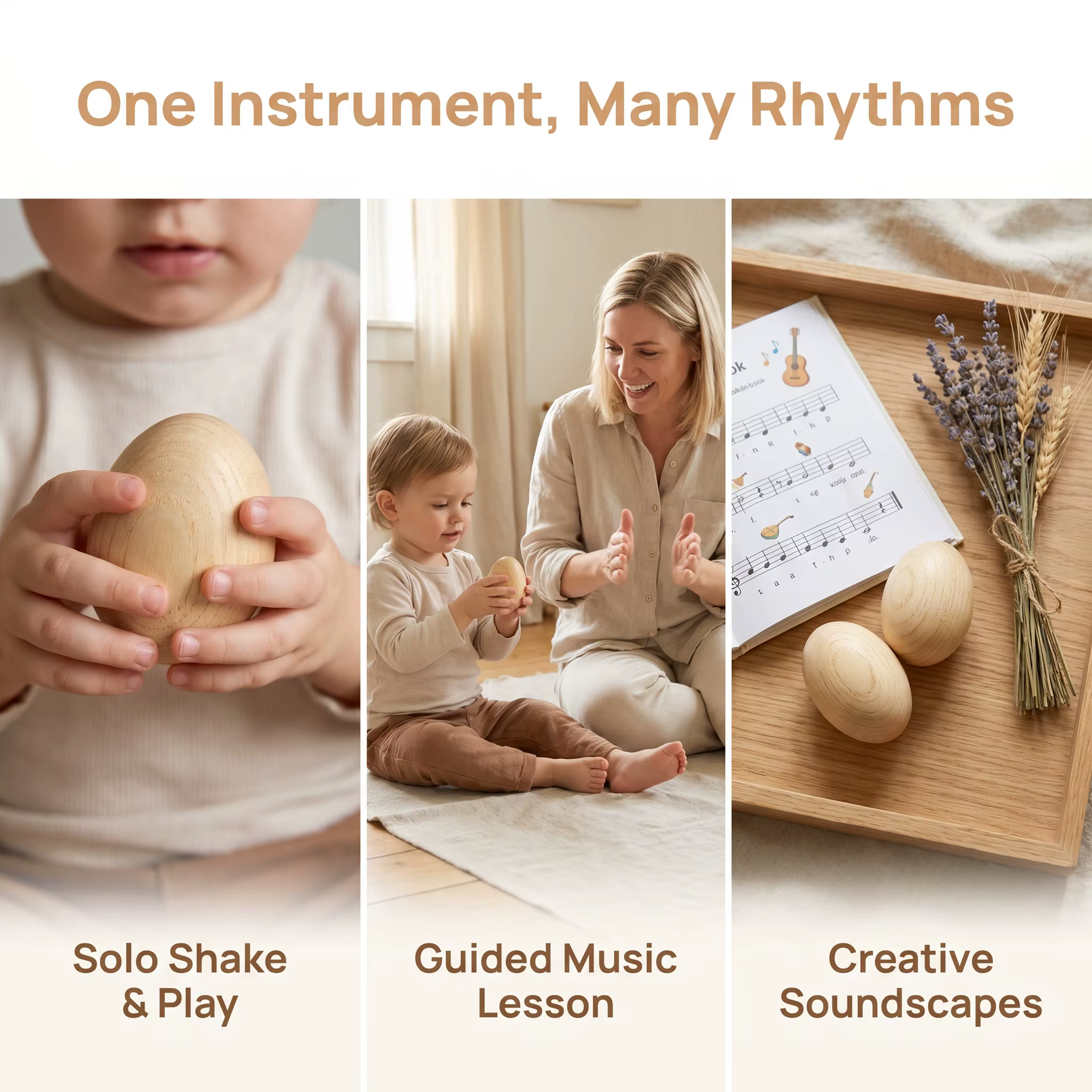 Wooden Egg Maracas (Pair)