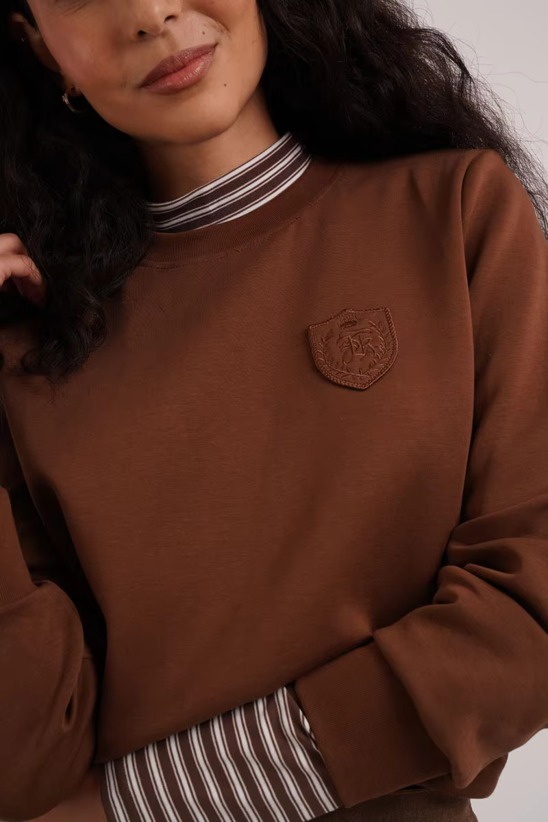 Embroidered Crew-Neck Top