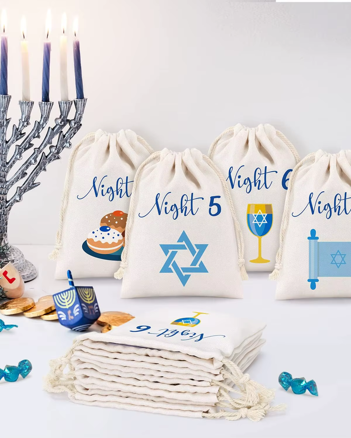 Chanukah Countdown Bags – Night 1–8