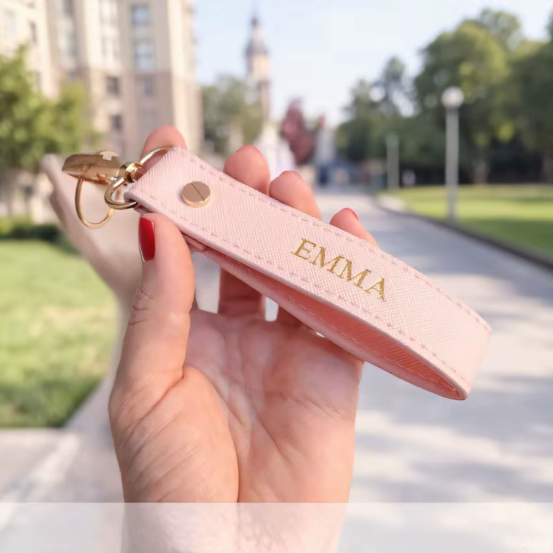 Personalised Faux-Leather Name Keychain