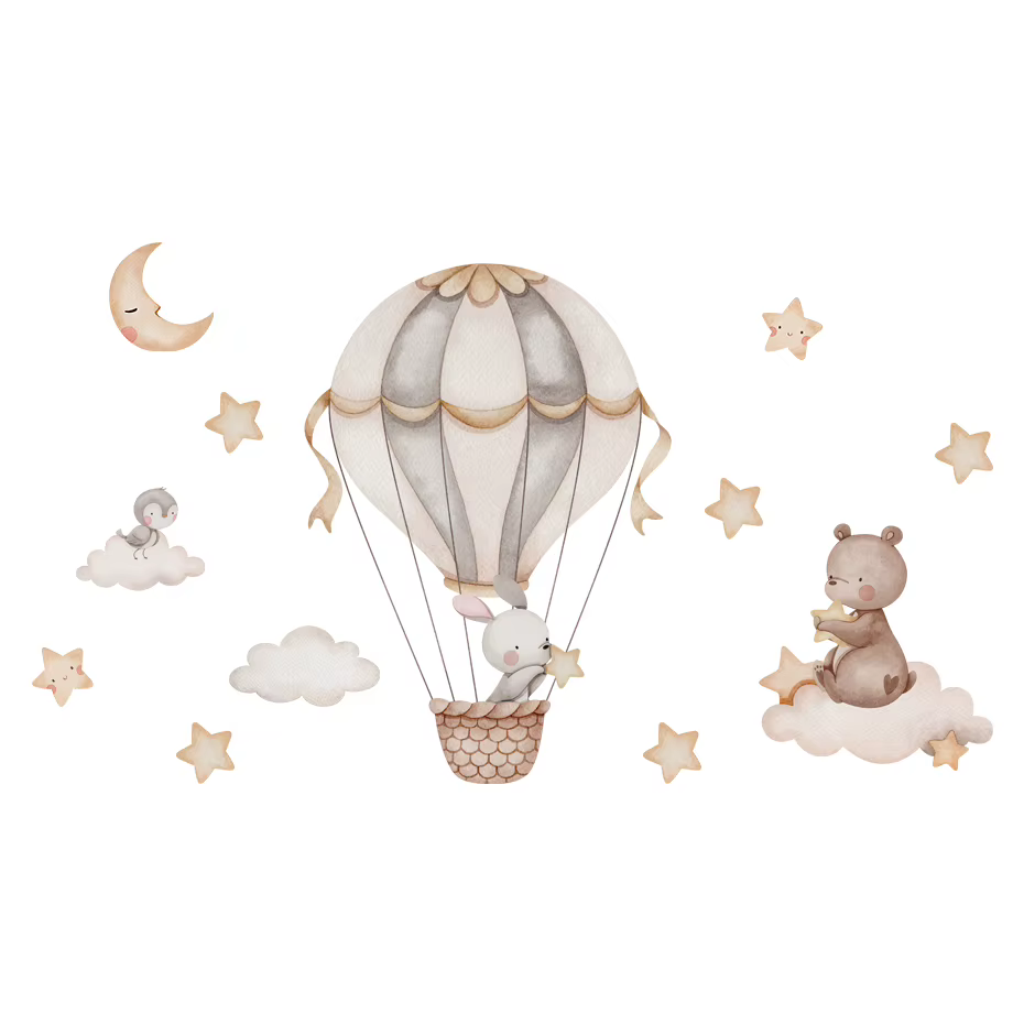 Hot Air Balloon Animal Wall Stickers