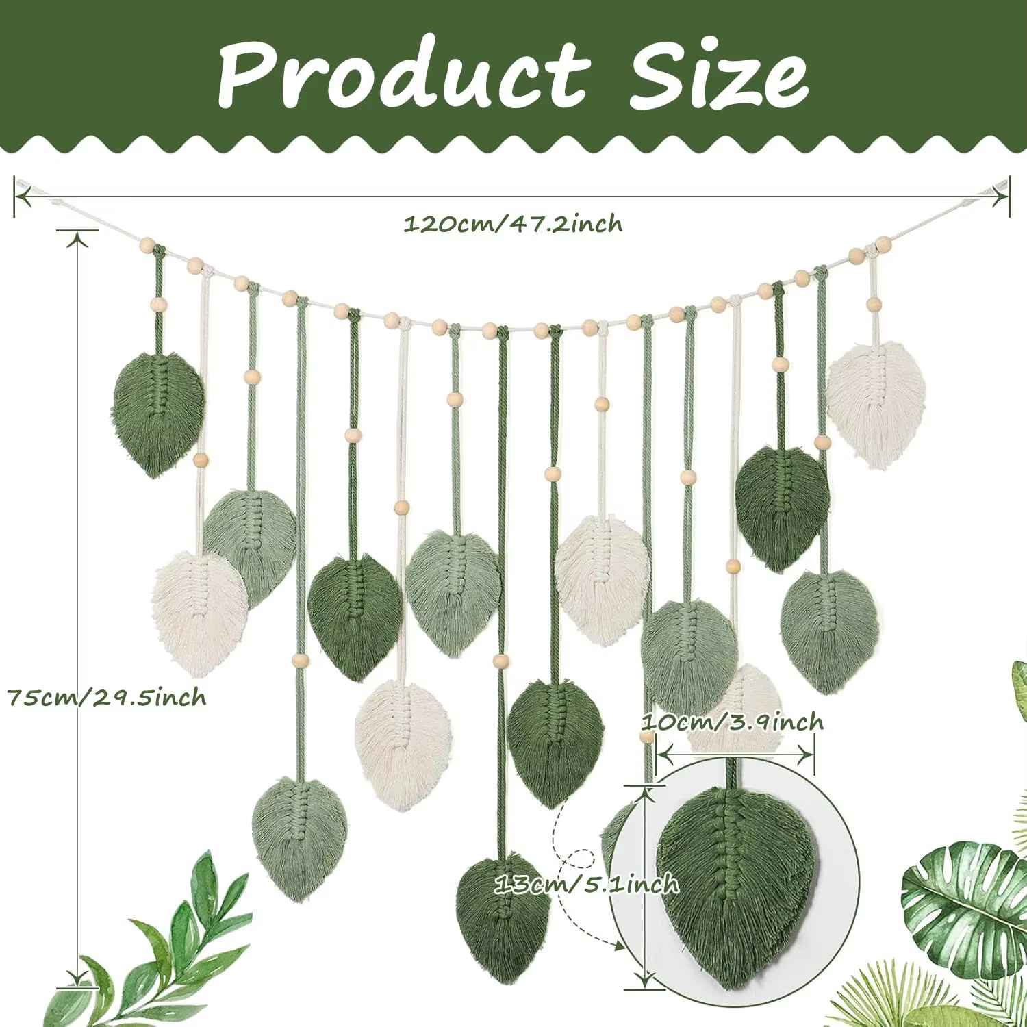 Boho Leaf Tassel Wall Hanging
