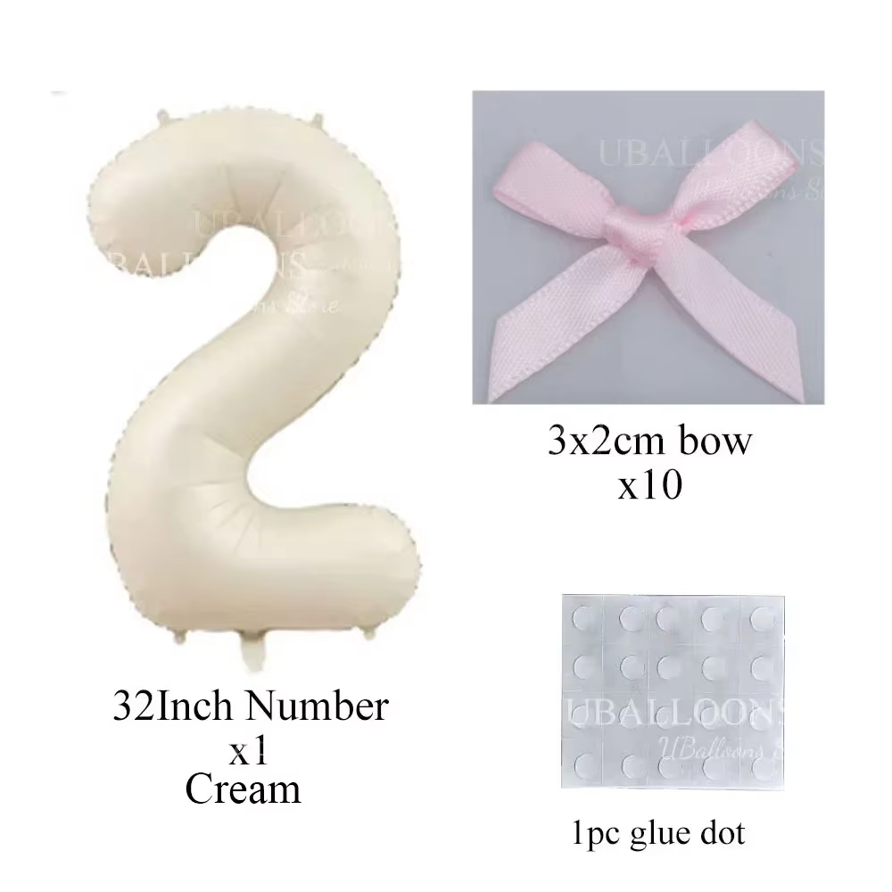 Pink Bow Number Foil Balloons