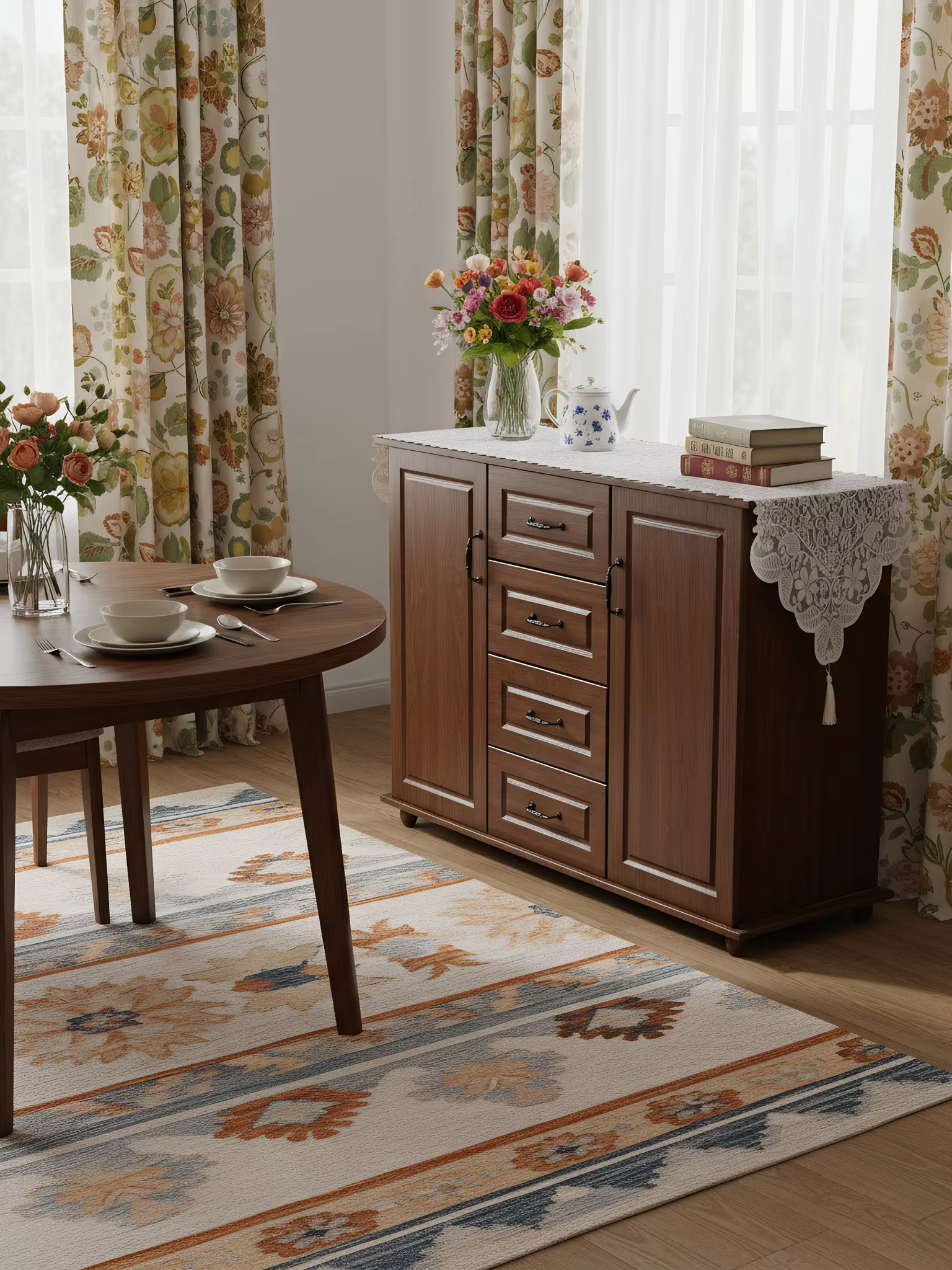 Embroidered French Lace Table Runner