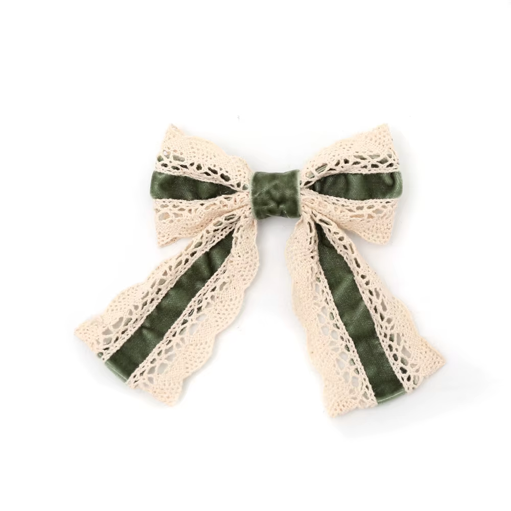 Long-Tail Lace Velvet Bow Headband Bow Hair Clip