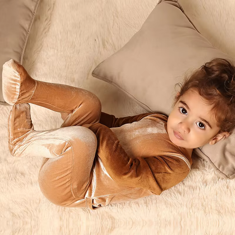 Corduroy Velour Baby Footie Romper from Bloom Family Fashion on AliExpress