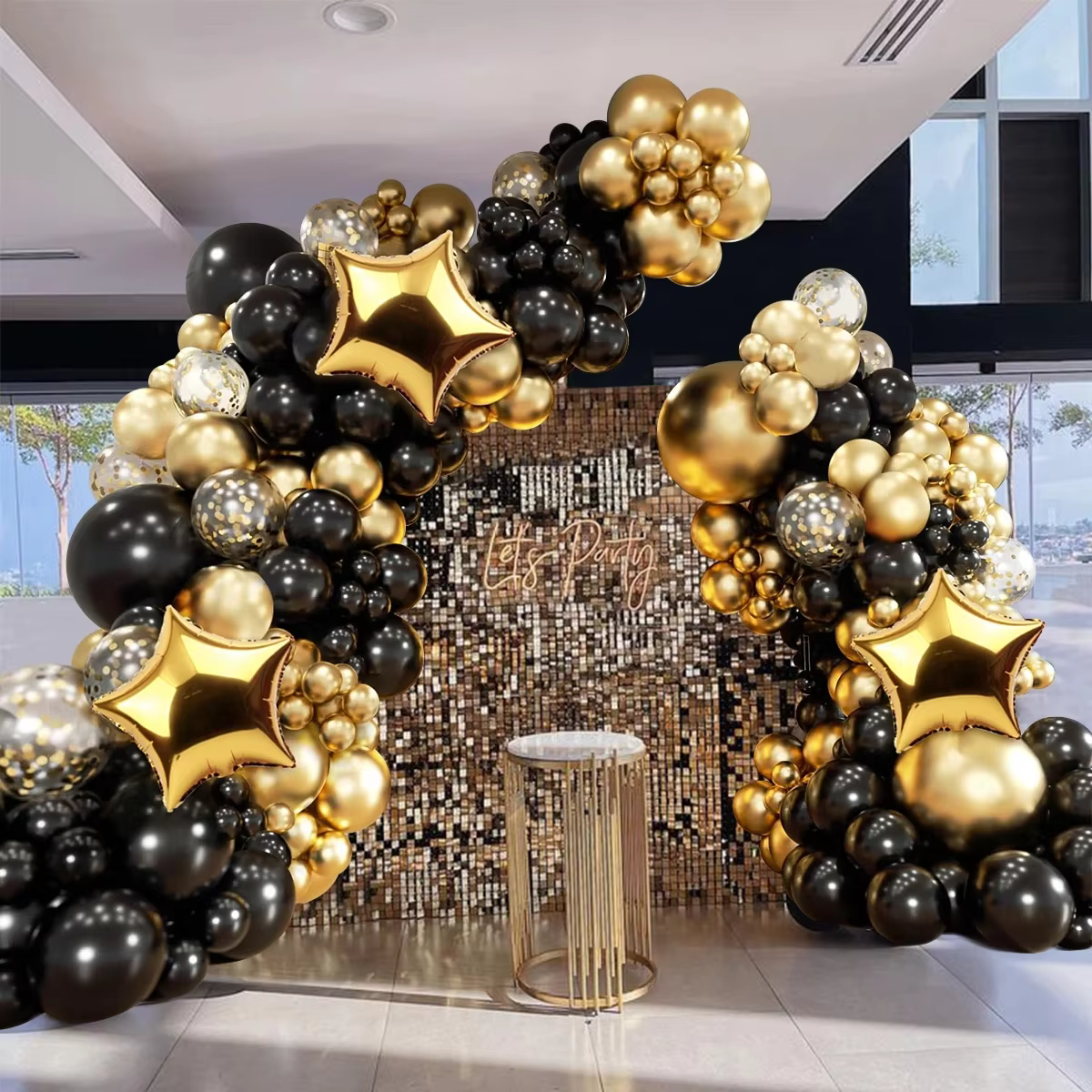 Black Gold Balloon Arch Kit