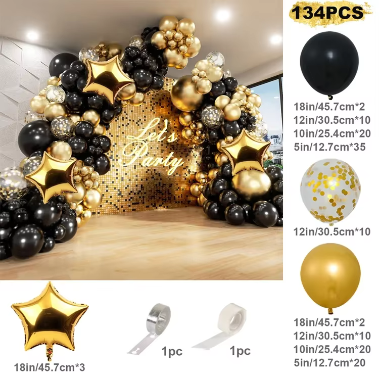 Black Gold Balloon Arch Kit