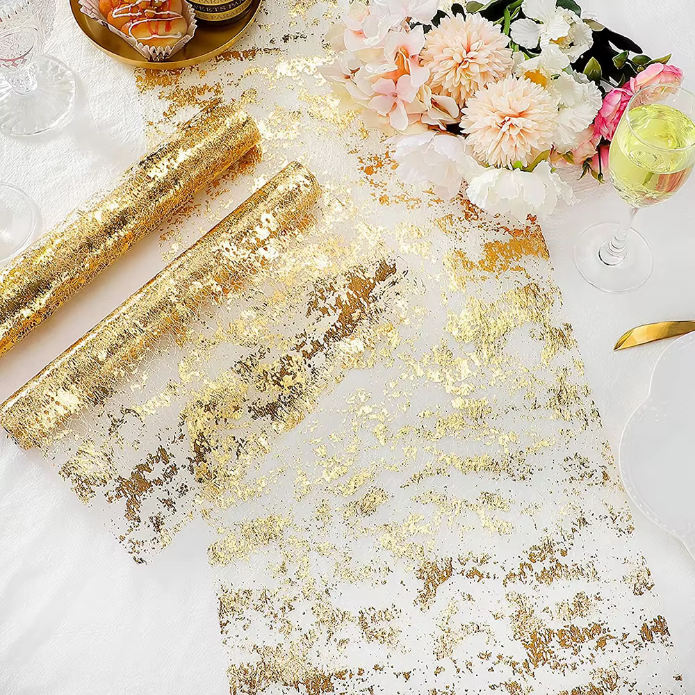 Metallic gold table runner – Lilvelle Chanukah party finds