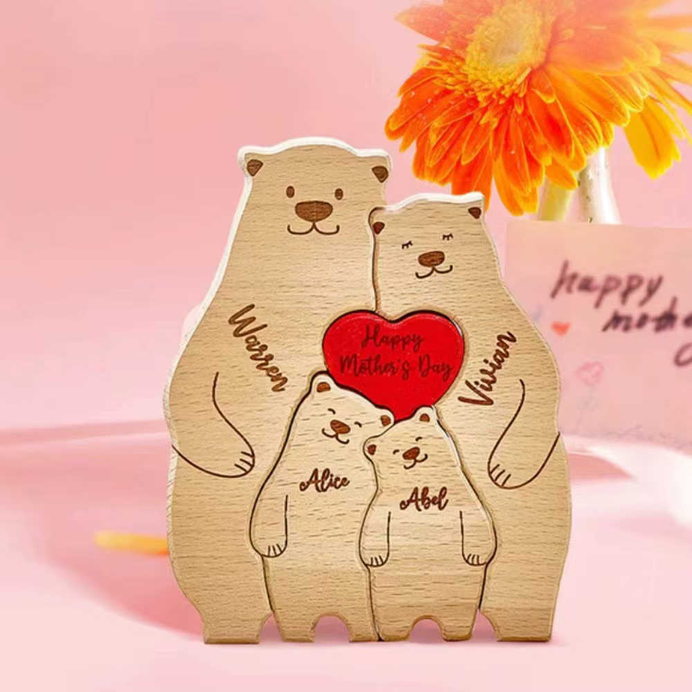 Wooden Bear Family Name Ornament – Lilvelle The Personalised Edit find
