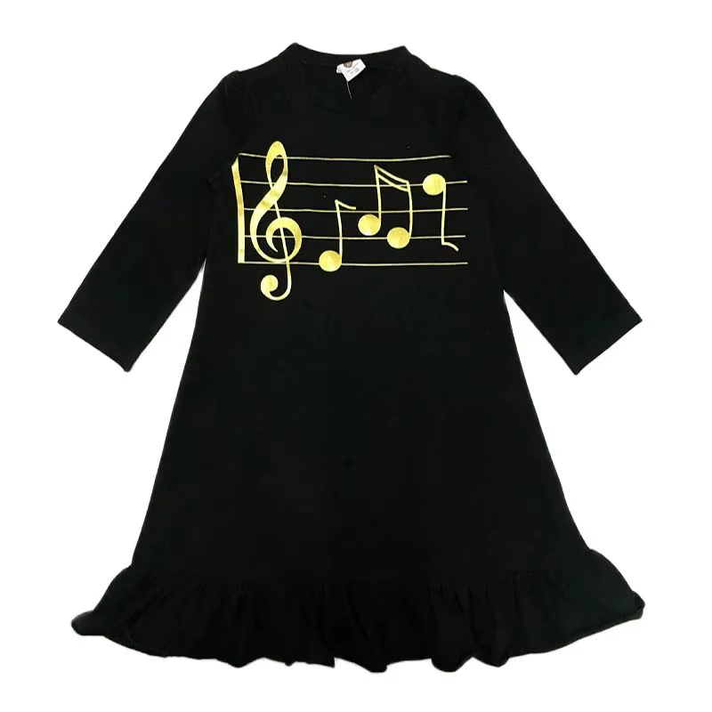 Black & Gold Cotton Girls' Dress from Bloom Family Fashion on AliExpress