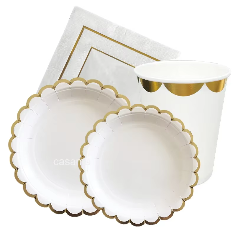 Gold-line white tableware set – Lilvelle Chanukah party finds