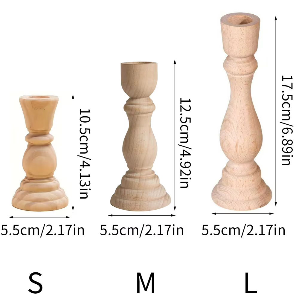 Unfinished Wood Candlestick Holders
