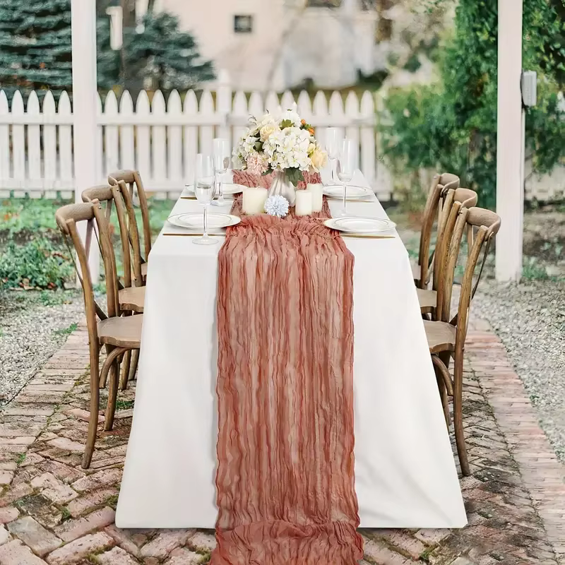 Burgundy Gauze Table Runner