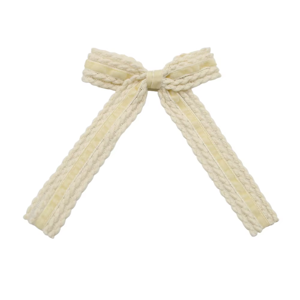 Wool Knit Velvet Bow Headband Large Hair Clip