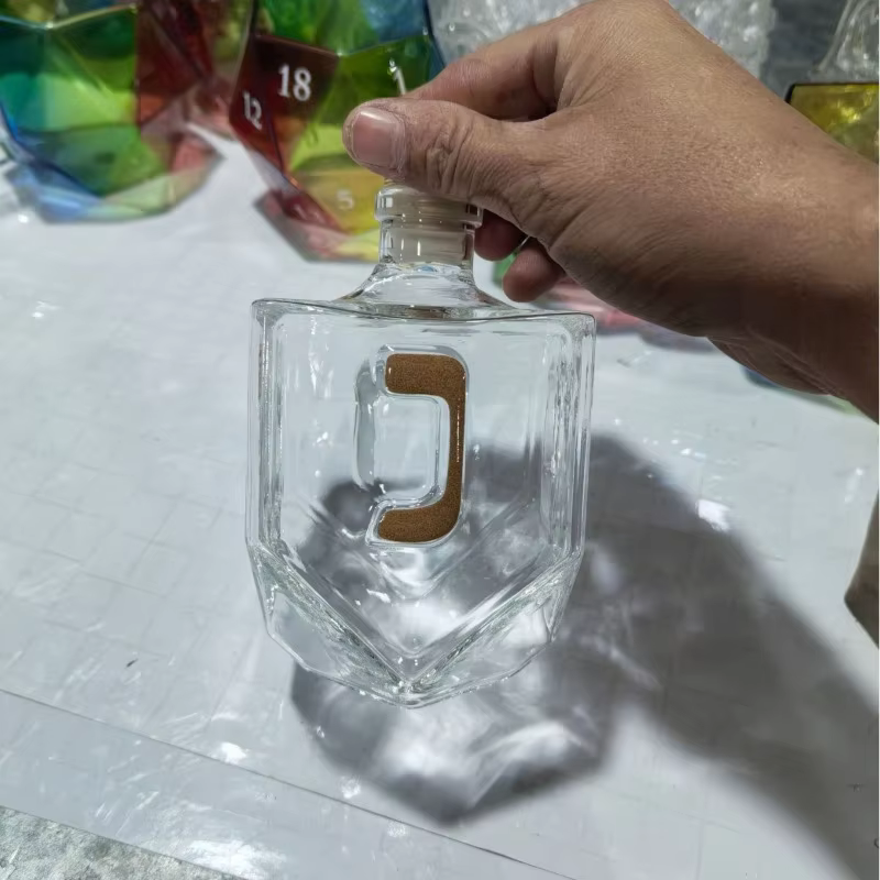 Dreidel Glass Decanter with Crown Lid