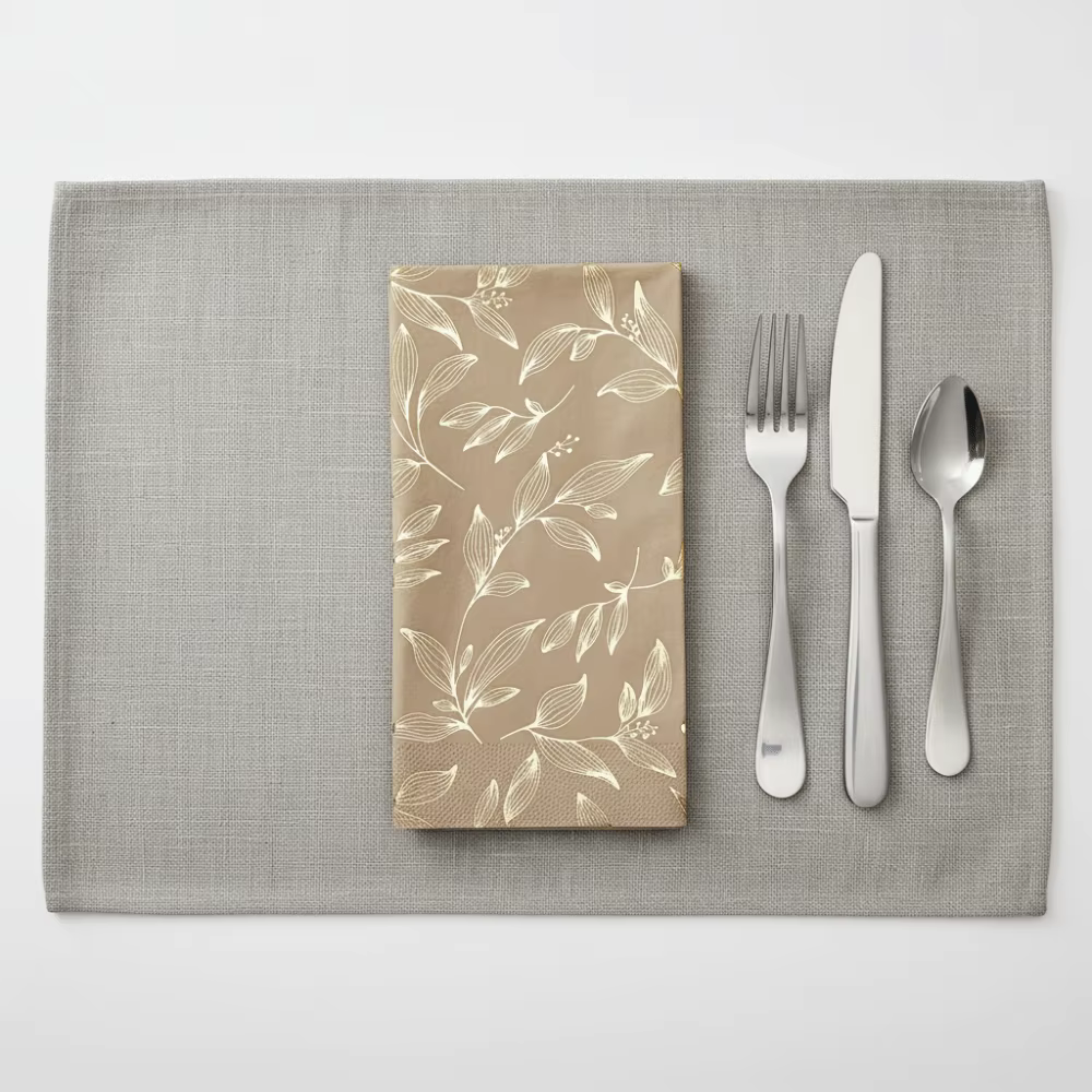 Gold-Foil Leaf Paper Napkins – 40 Pack