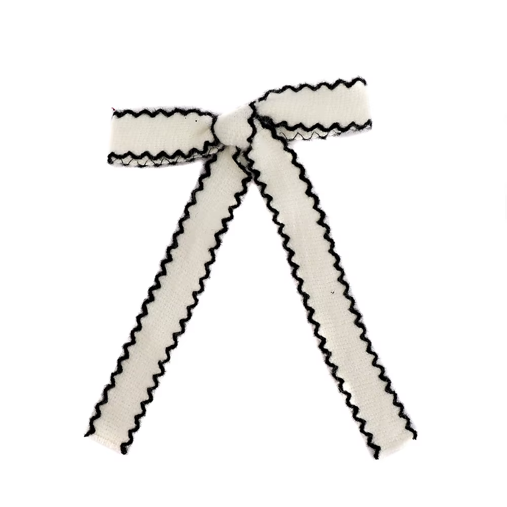 Herringbone Long Bow Hair Clip