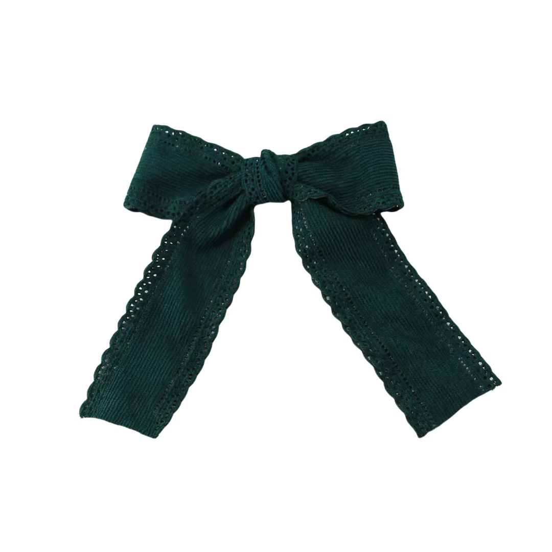 Dark Green Velvet Bow Headband Medium Hair Clip