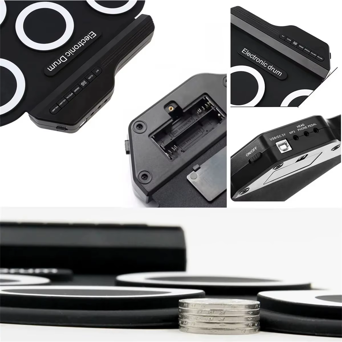 Roll-Up Electronic Drum Kit – Black Icon Edition